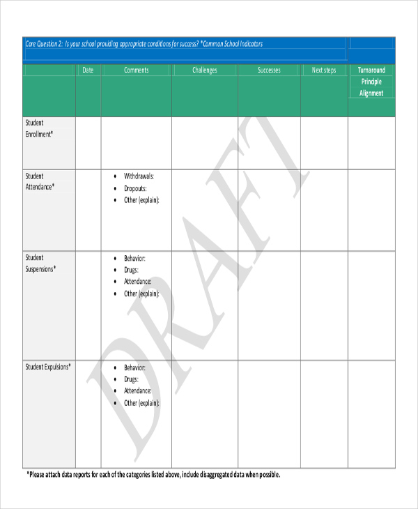 monthly student performance report template