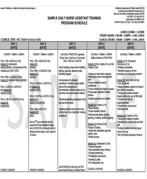 Training Program Schedule Template 6 Free Word PDF Format Download 