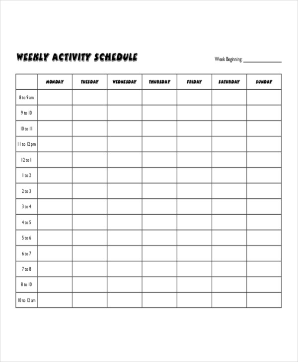 daily activity schedule pdf