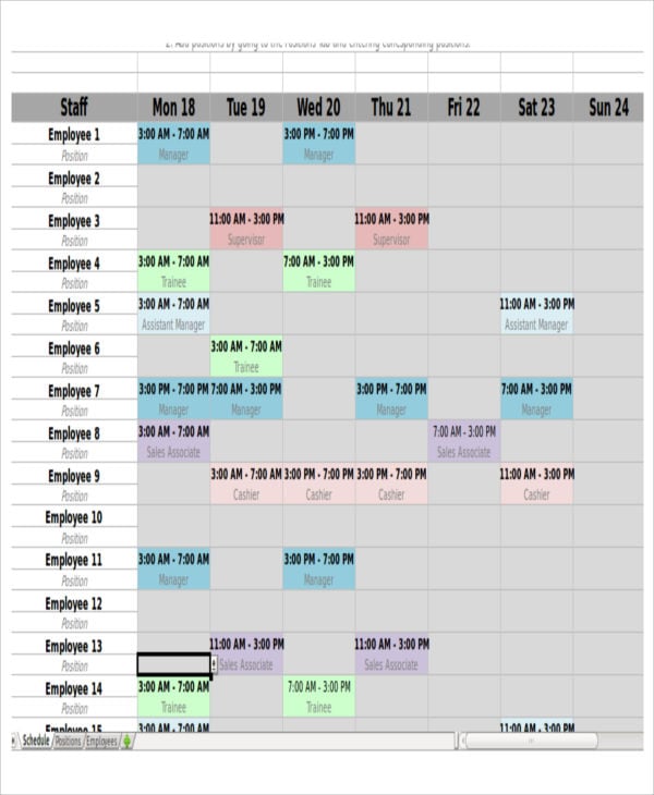monthly shift schedule calendar template