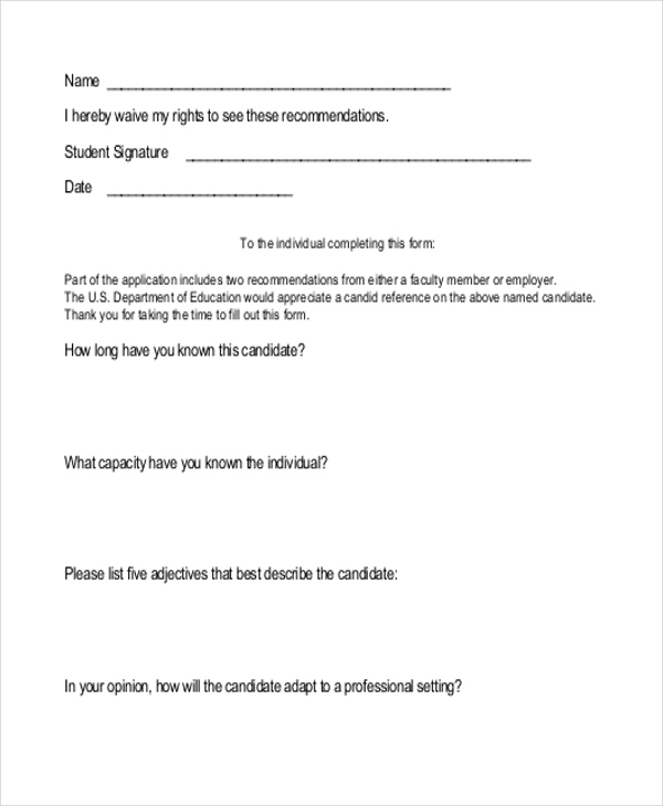 internship reference letter form