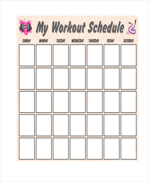 Blank Workout Schedule Template 8+ Free Word, PDF Format Download!