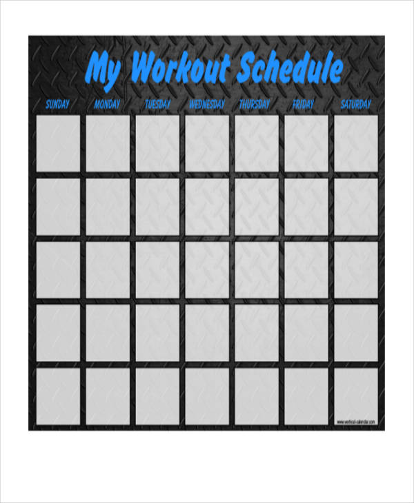 blank workout schedule template 8 free word pdf format download