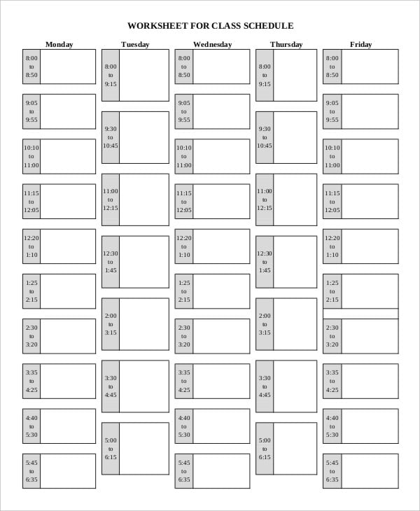 Blank School Schedule Template - 8+ Free PDF, Word Format Download!