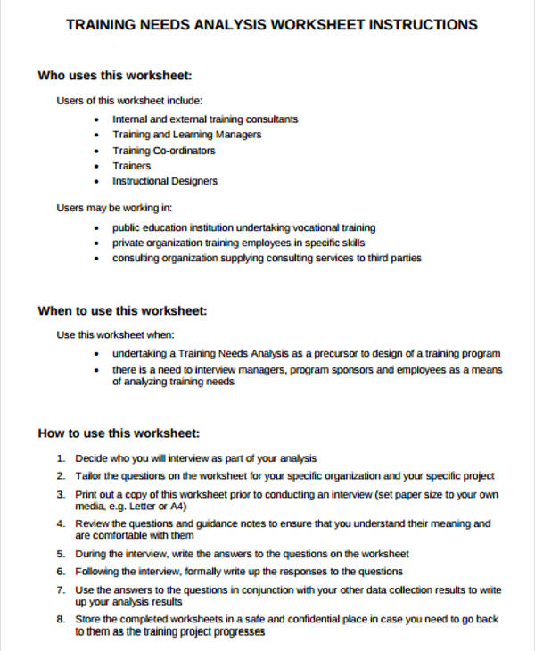 training needs assessment action plan template