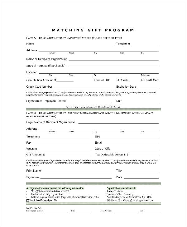 matching gift acknowledgement letter pdf