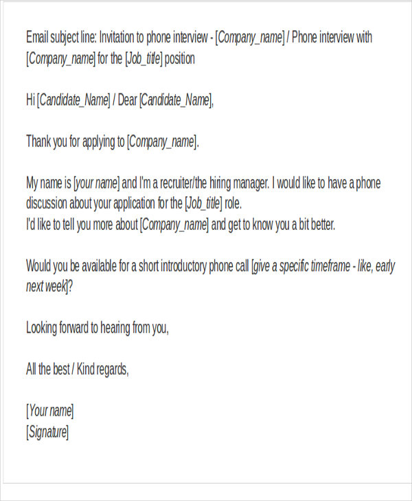 phone interview email template