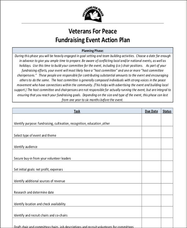 charity event action plan template