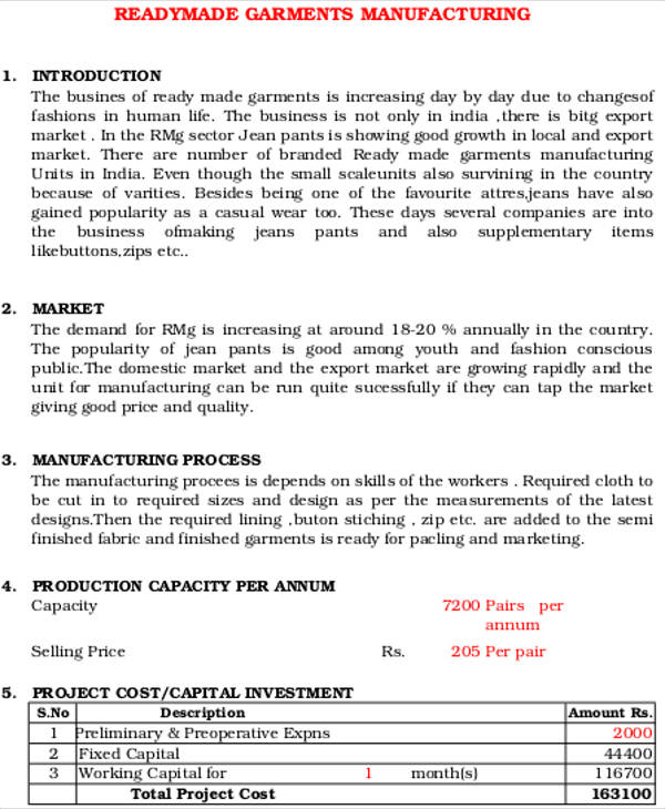 business plan of manufacturing company pdf