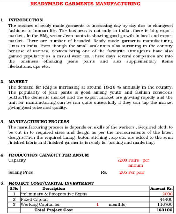 production section of business plan