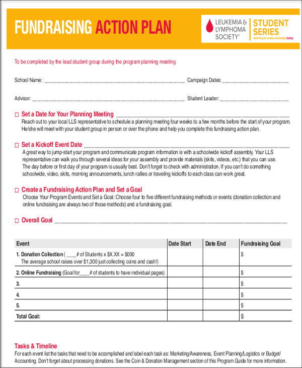 fundraising event action plan template