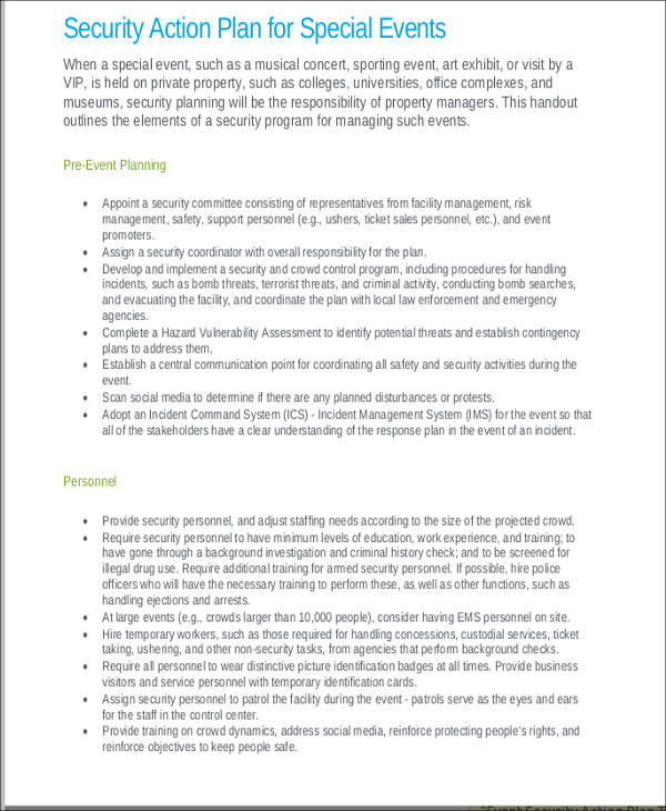 event security action plan template