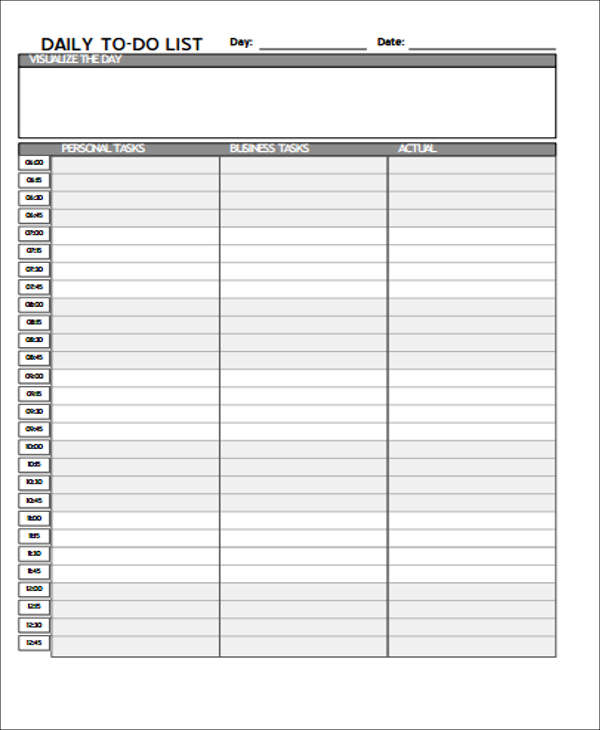 daily business to do list template