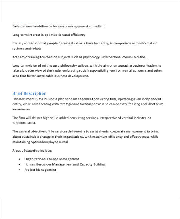 management consulting business plan template