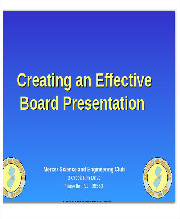 board presentation outline