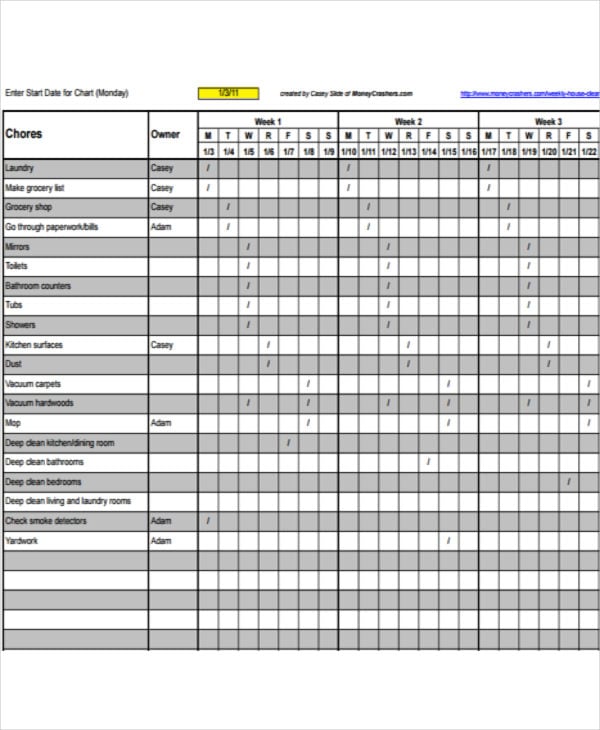 restaurant cleaning schedule format