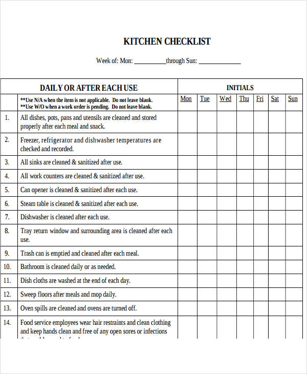 Restaurant Cleaning Schedule Checklist1 