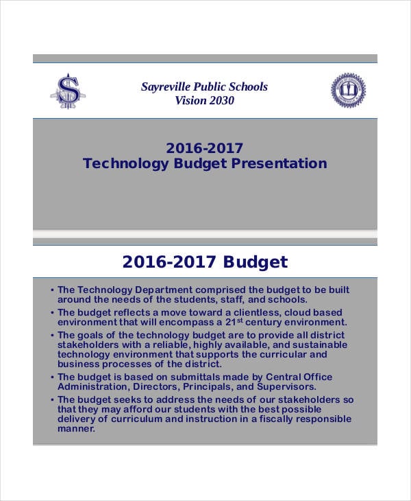 technology budget presentation template