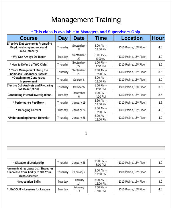 14+ Employee Training Schedule Template Word, PDF, Google Docs, Apple