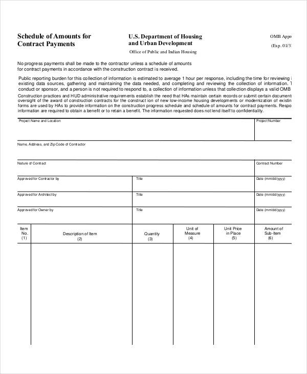Contract Payment Schedule Template 11 Free Word PDF Format Download 