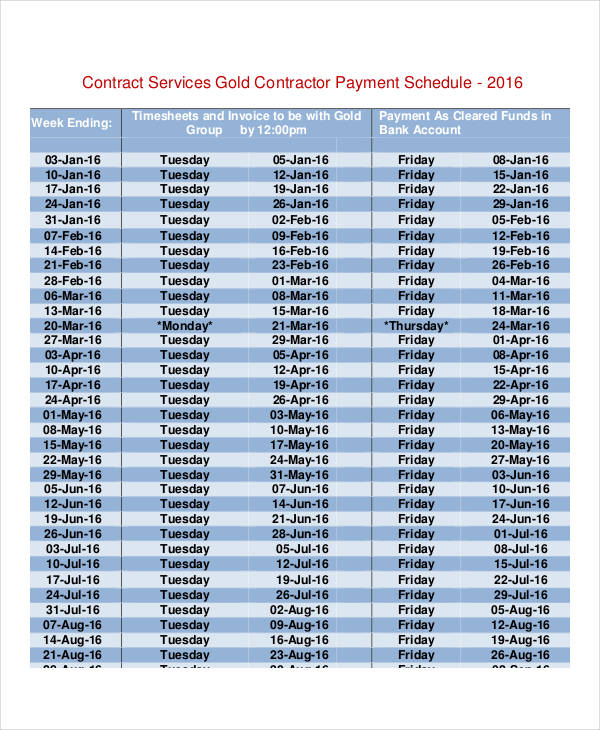 Contract Payment Schedule Template 11 Free Word PDF Format Download 