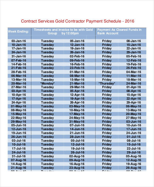 34+ Payment Schedule Templates Word, Excel, PDF