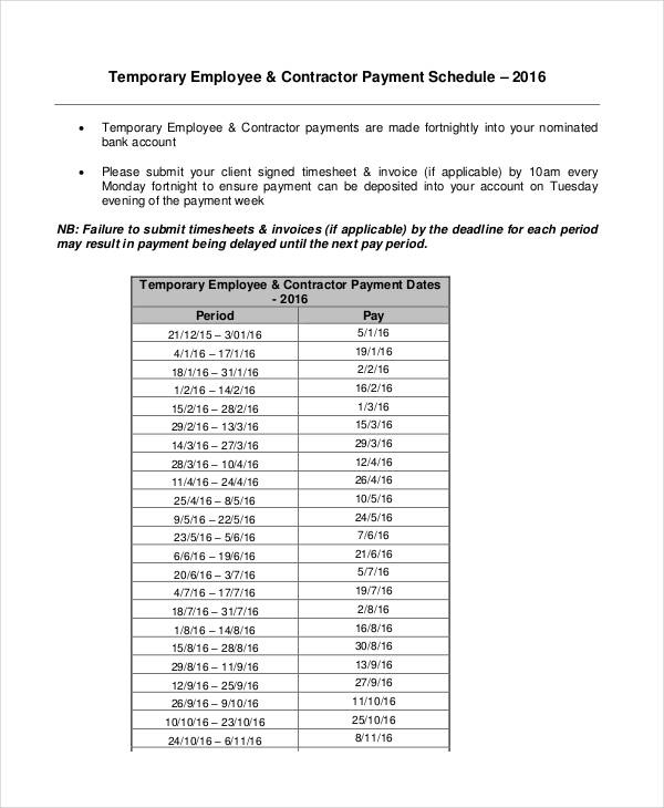 Contract Payment Schedule Template 11 Free Word PDF Format Download 