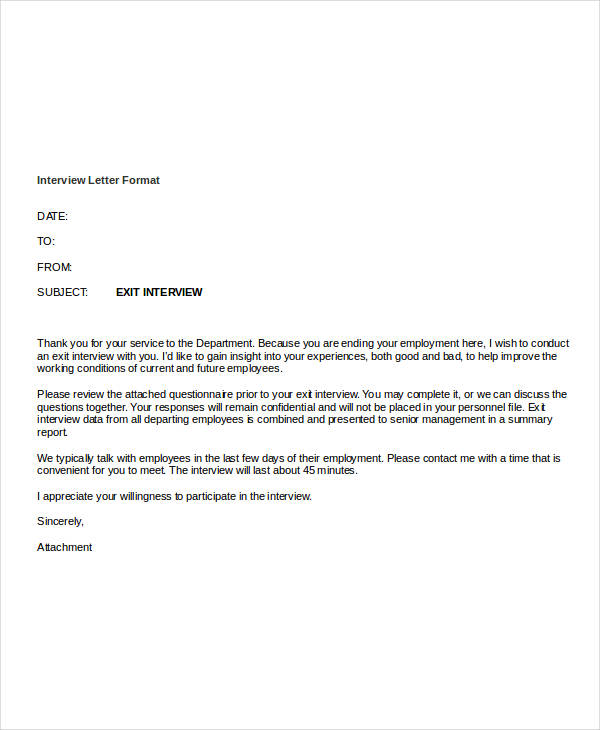 employer letter to ischedule interview