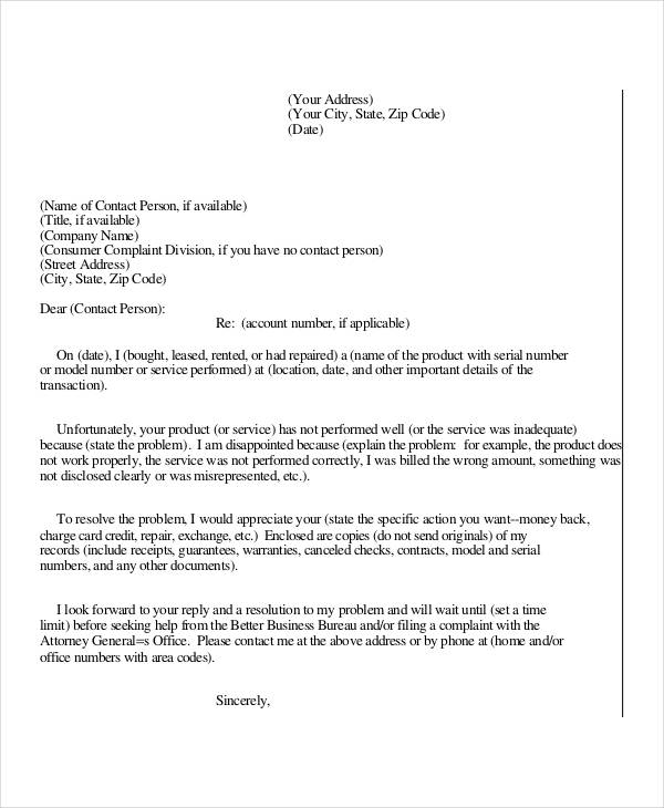 complaint-letter-template-6-free-sample-example-format-download