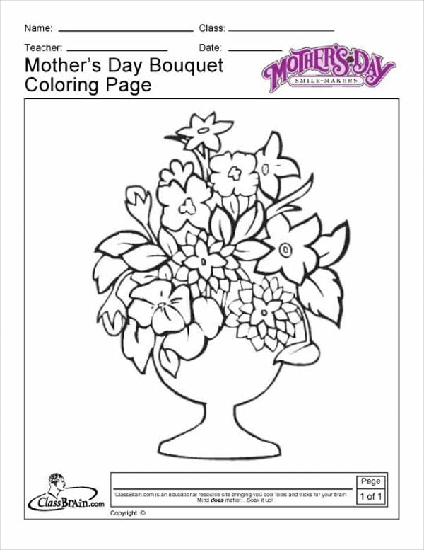 bouquet womens day coloring pages