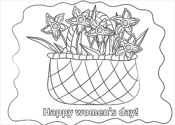 7 Women Day Coloring Pages Free Premium Templates Basket Flowers