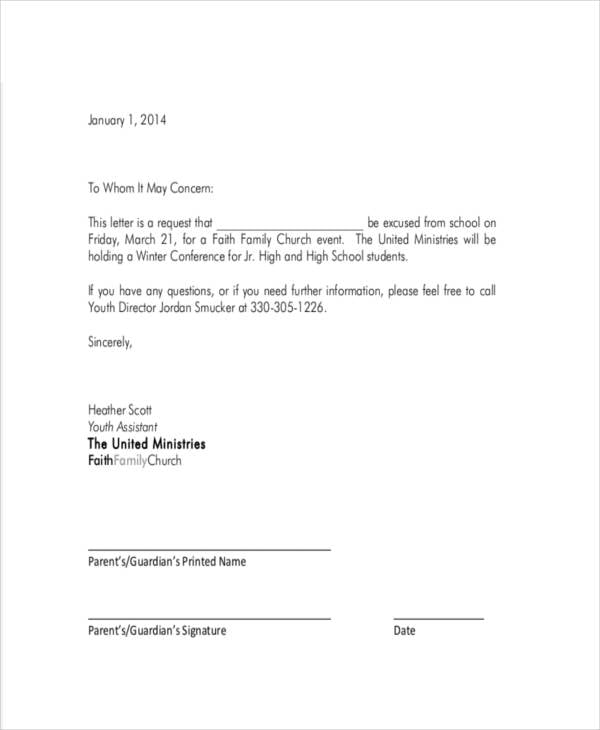 school absence letter template