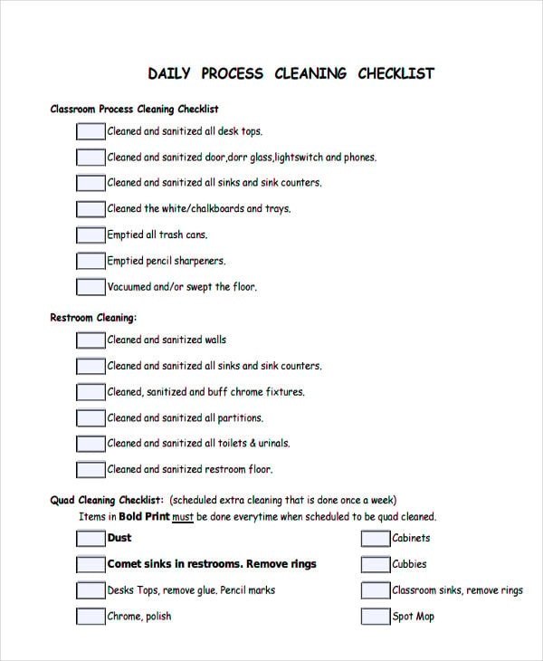school daily cleaning schedule template