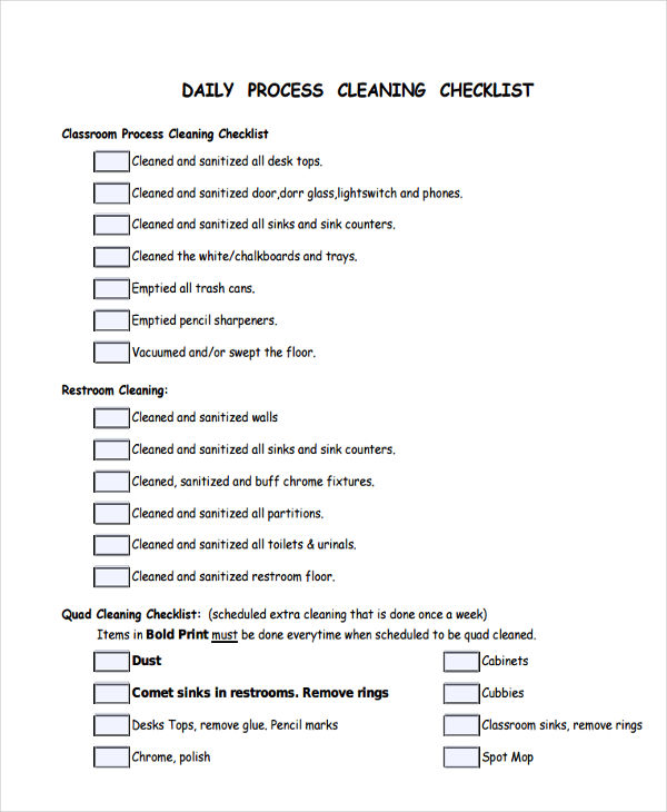 School Cleaning Checklist Template Download Printable PDF 