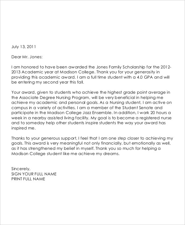 Scholarship Letter Template - 15+ Sample, Example Format Download