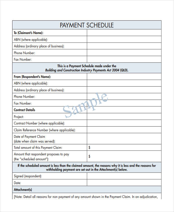 project payment schedule in pdf