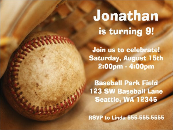 kids baseball birthday party invitation