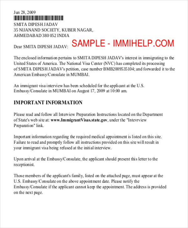 template visa letter request Appointment   9 Sample, Letter  Free Example Templates