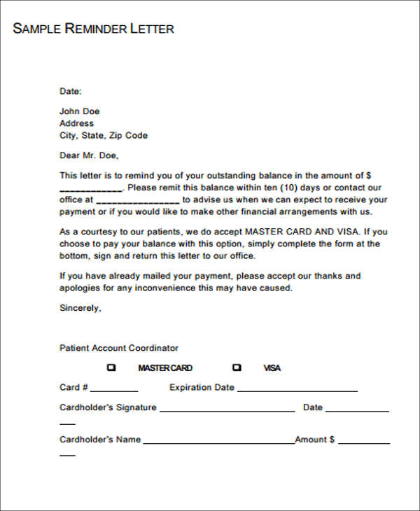 Payment Letter Template