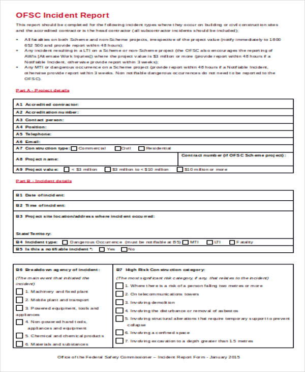 Construction Incident Report Template 19+ Free Word, PDF Format Download!