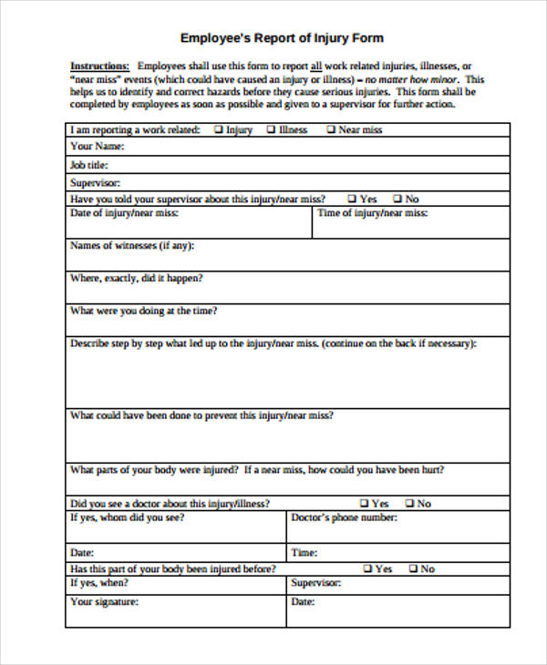 Construction Incident Report Template Word