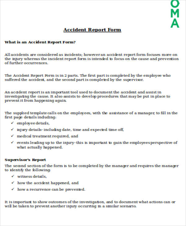 construction job site incident report form