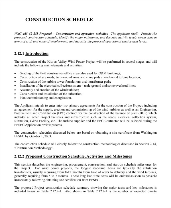 Construction Work Schedule Templates - 6+ Free Word, PDF Documents ...