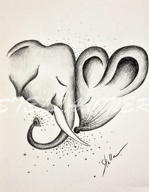 cute elephants love drawings1 min