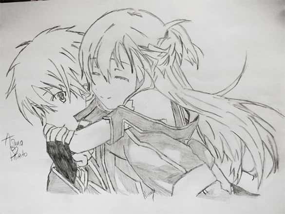 Pencil Sketch Boy And Girl Best Friends Drawing Anime