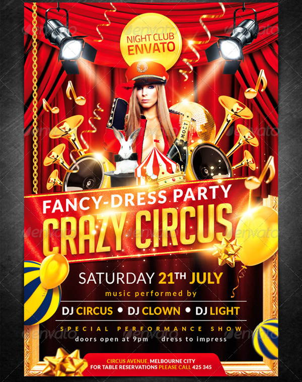 crazy circus party flyer