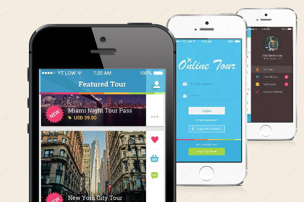 travel mobile app design mockup