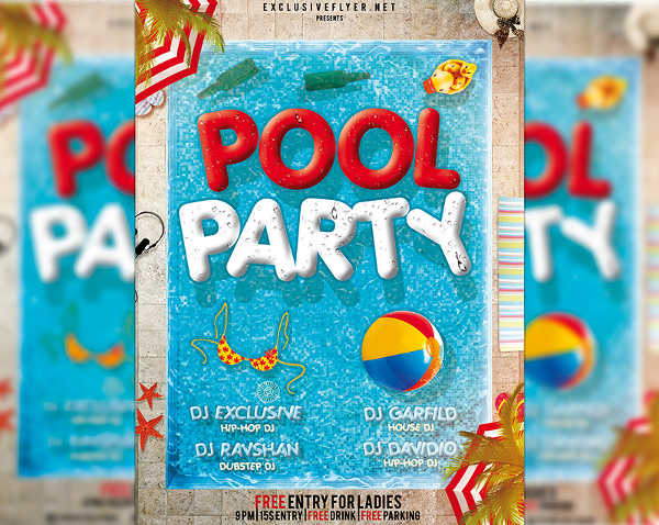 printable pool party invitation