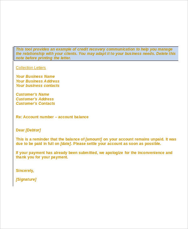 free collection letter template1