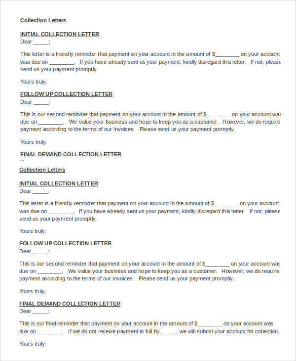 Collection Letter Samples 7 Free Word Pdf Documents Download